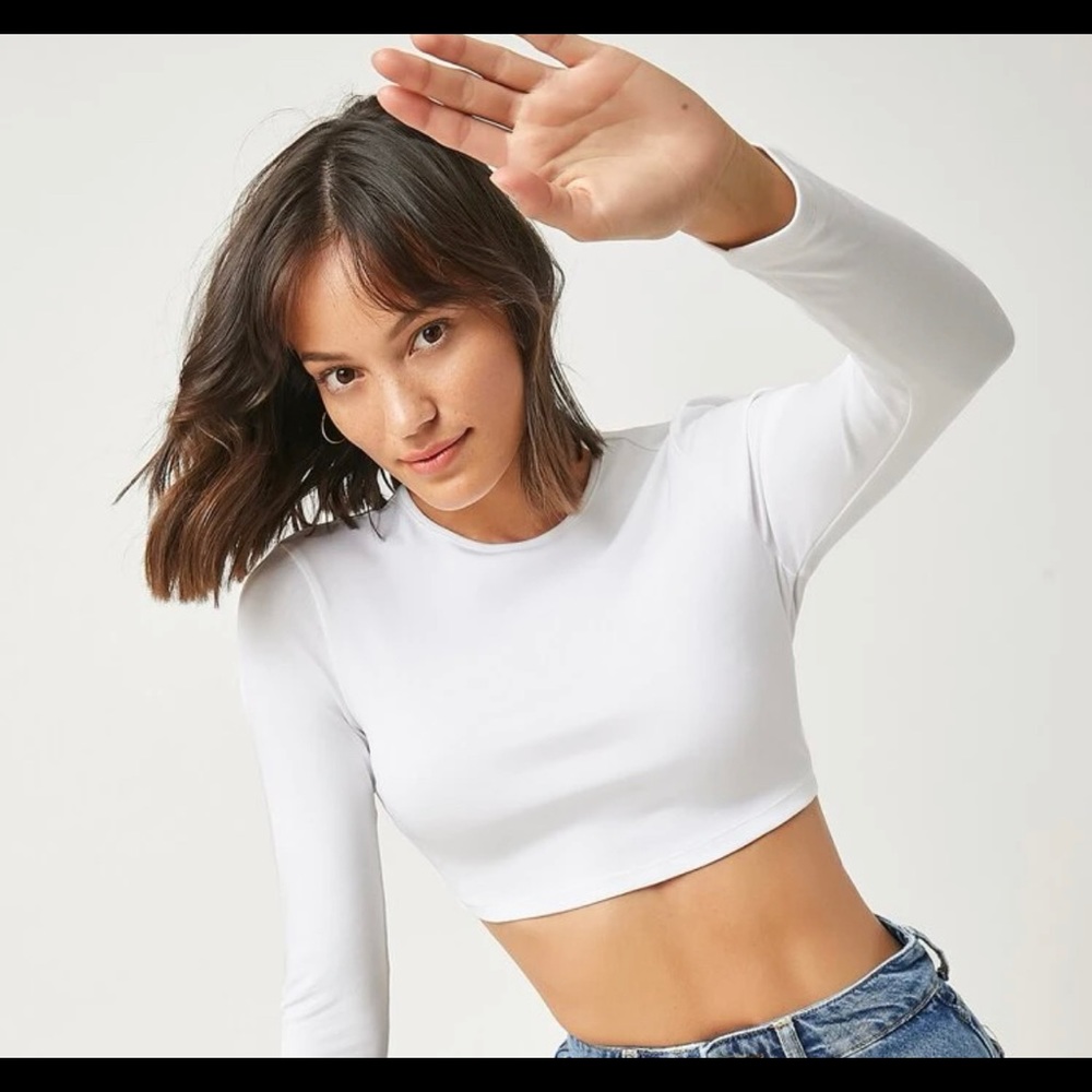 Shein all white crop top long sleeves never worn